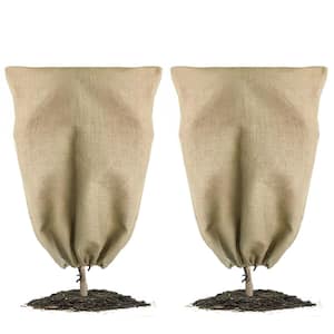 40 in. x 32 in. Burlap Winter Plant Cover Bags Freeze Protection with Rope (2-Pack)