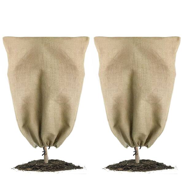 Wellco 40 in. x 32 in. Burlap Winter Plant Cover Bags with Rope (2-Pack)