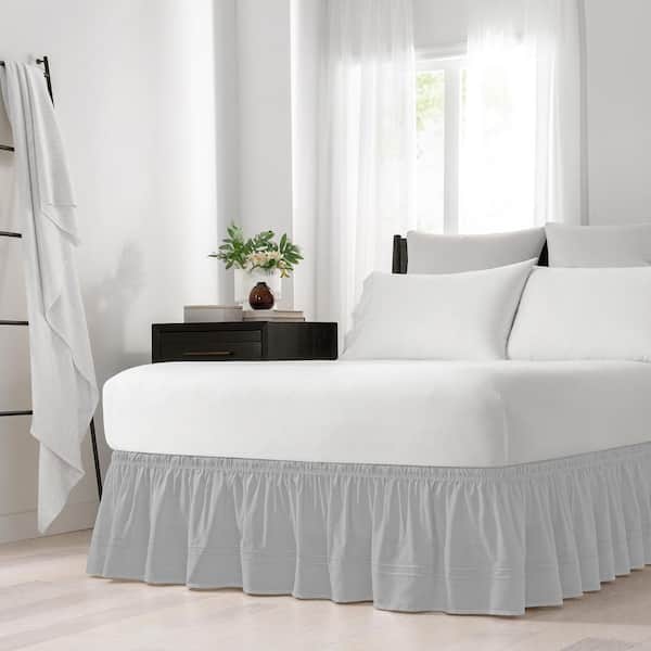 Easy Fit Baratta Gray Solid Twin Bed Skirt