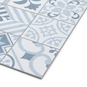 Patterned Blue 9 in. x 9 in. Peel and Stick Backsplash Square Mosaic Wall Tile (20-Tiles, 11.4 sq. ft.)