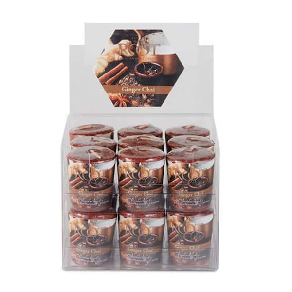 ROOT CANDLES 20-Hour Ginger Chai Copper Scented Votive Candle (Set of 18)