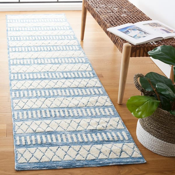 Easy Care Ivory/Grey 2 ft. x 8 ft. Machine Washable Striped Geometric Abstract Runner Rug