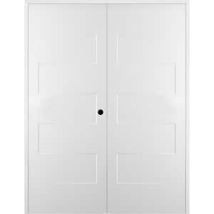 Lester 60 in. x 80 in. Left Handed Active Hollow Core Snow White Finished Composite Double Prehung Interior Door