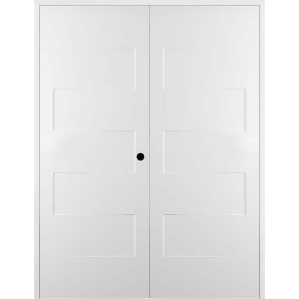 Belldinni Lester 60 in. x 80 in. Left Handed Active Hollow Core Snow White Finished Composite Double Prehung Interior Door