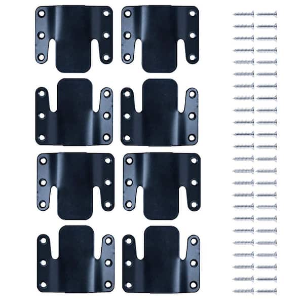 Angel Sar Universal Metal Sectional Sofa Connector Bracket in Black with Hardware, Set of 8