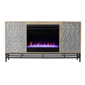 Daltaire 54.25 in. Color Changing Fireplace with Media Storage in Natural