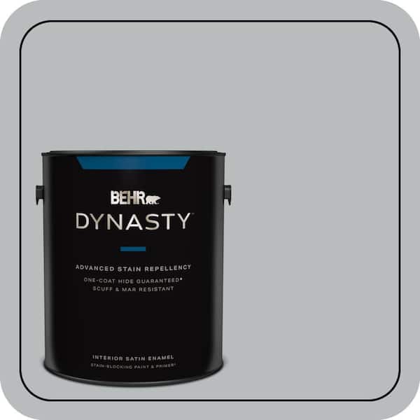 BEHR DYNASTY 1 gal. #PPU18-05 French Silver One-Coat Hide Satin Enamel Interior Stain-Blocking Paint and Primer