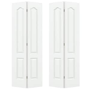 36 in. x 80 in. Camden White Painted Textured Molded Composite Closet Bi-fold Double Door