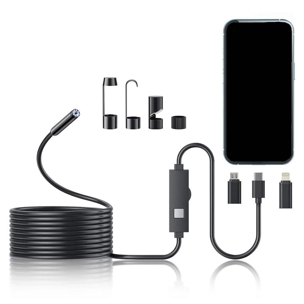 Endescopre Camera Borescope Tools with 8 Adjustable LED Lights 16.4 ft. Sem