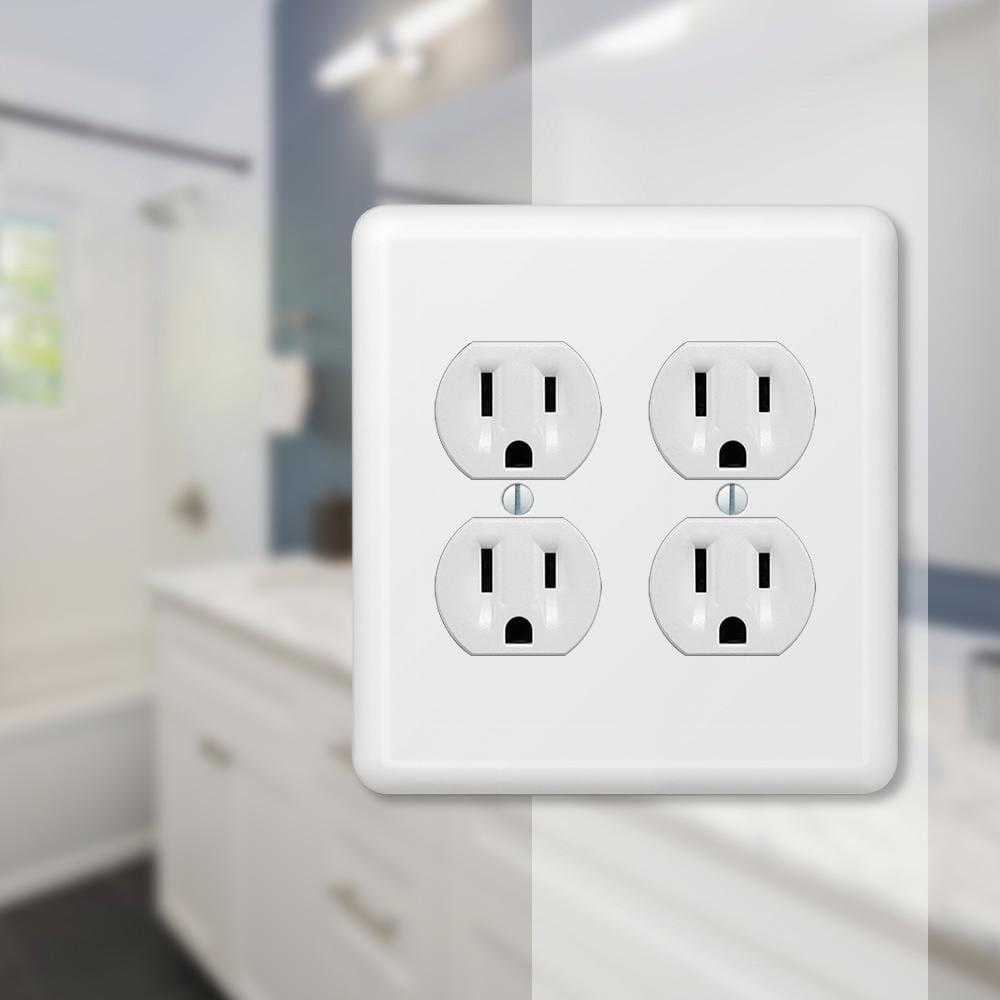 White Steel Double Duplex Wallplate