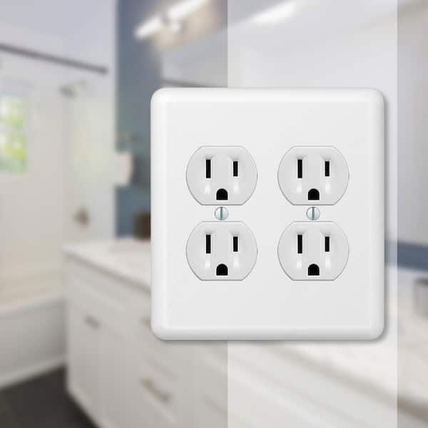 Declan 2 Gang Duplex Steel Wall Plate - White