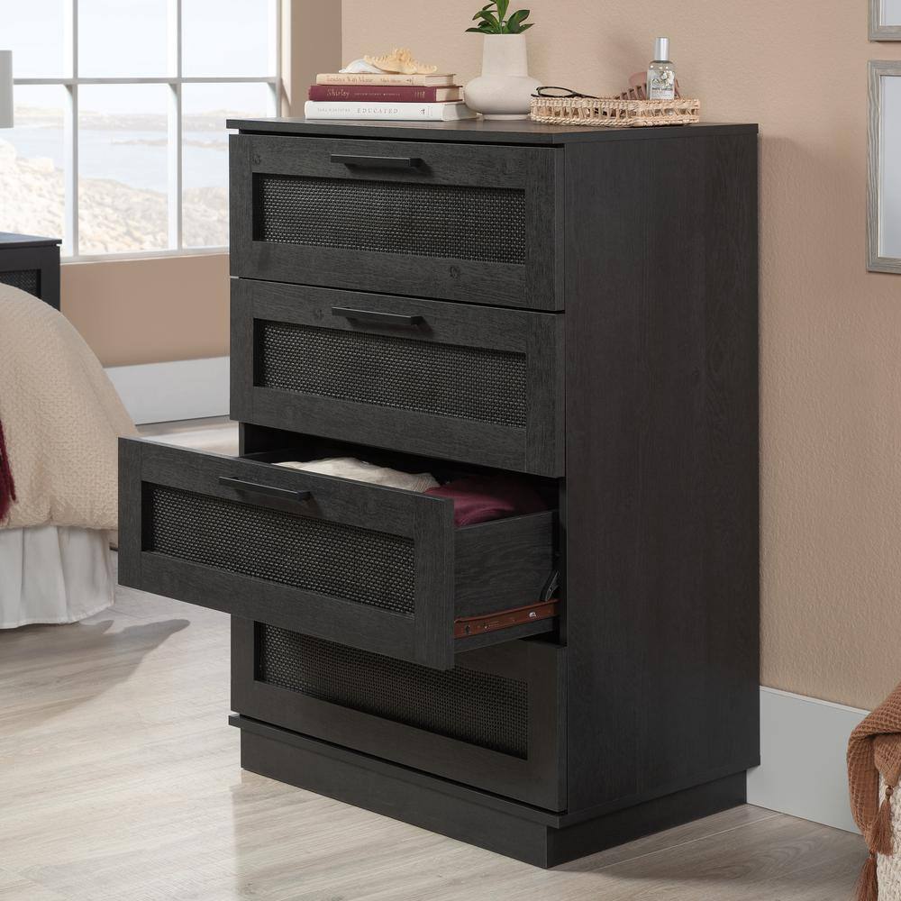 Raven Oak Black Coastal 4-Drawer Vertical Dresser