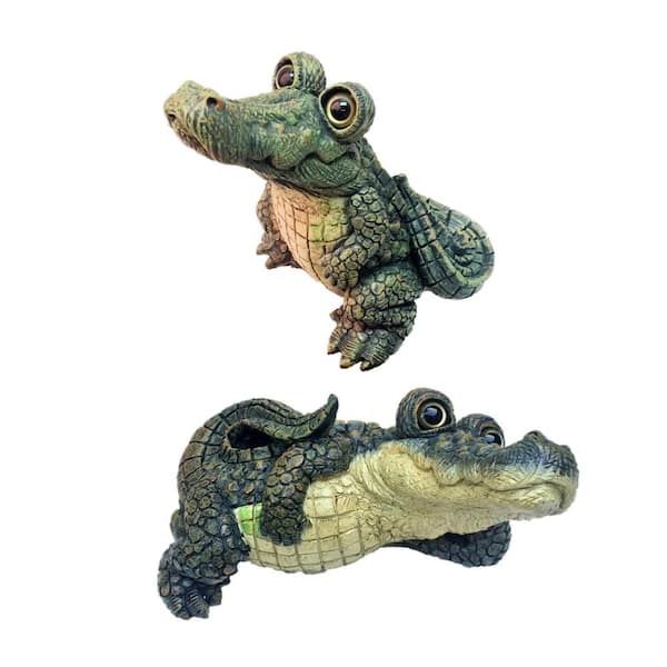 Toad Hollow Large Whimsical Gator Home Garden Alligator Figurines (2-Piece)