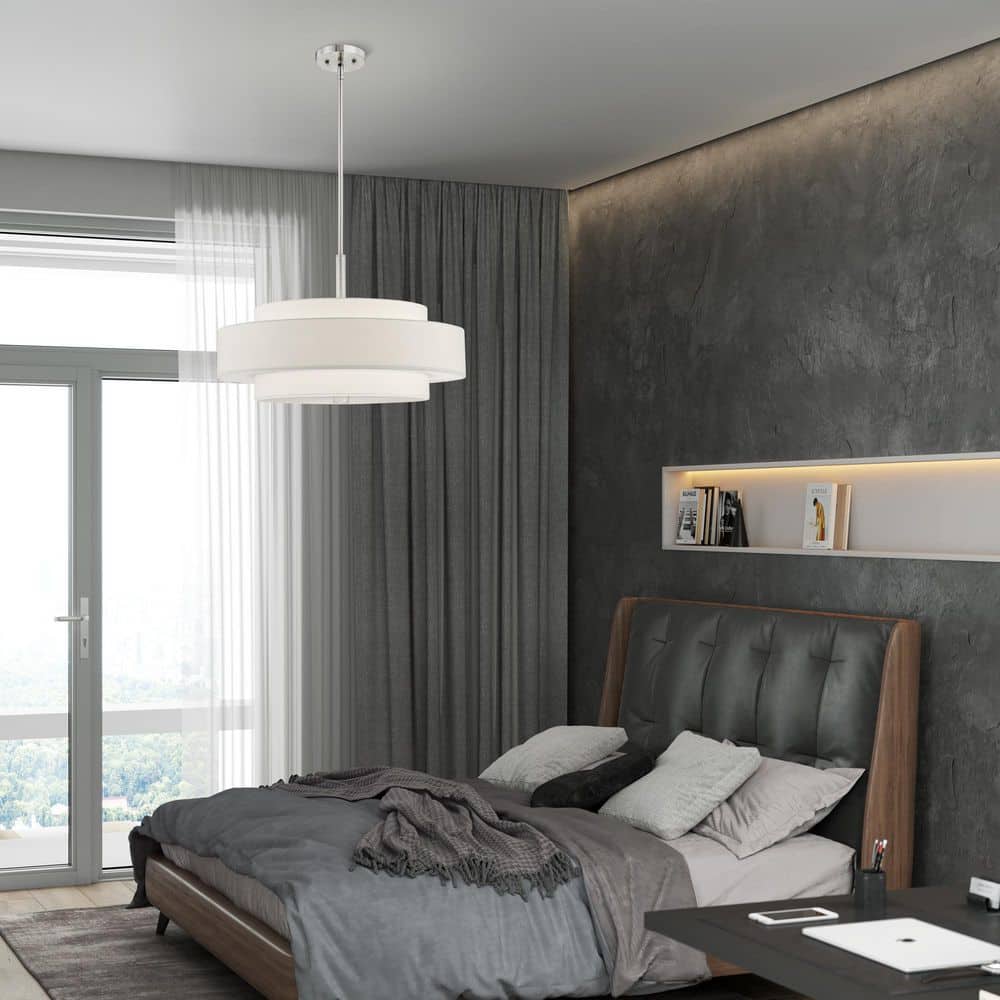 Sheffield Contemporary 5-Light LED Drum Pendant in Brushed Nickel