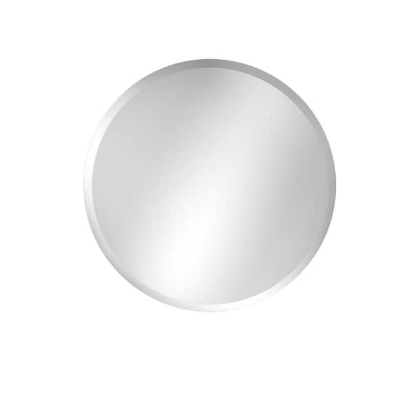 Whatseaso 32 in. W x 32 in. H Large Round Frameless in Wall Bathroom Vanity Mirror in Silver