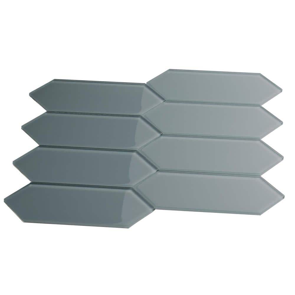 Giorbello Picket Hexagon Glass Subway 3 in. x 9 in. x 6 mm Wall