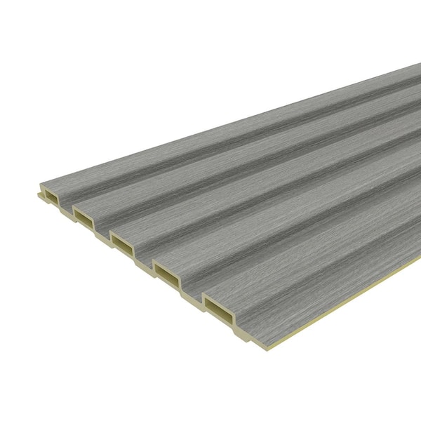 Walls 3/8 in. x 6-1/4 in. x 10 ft. Short Raised Silver Fox Gray Square Edge Recycled PVC Wall Paneling (8-Pack)
