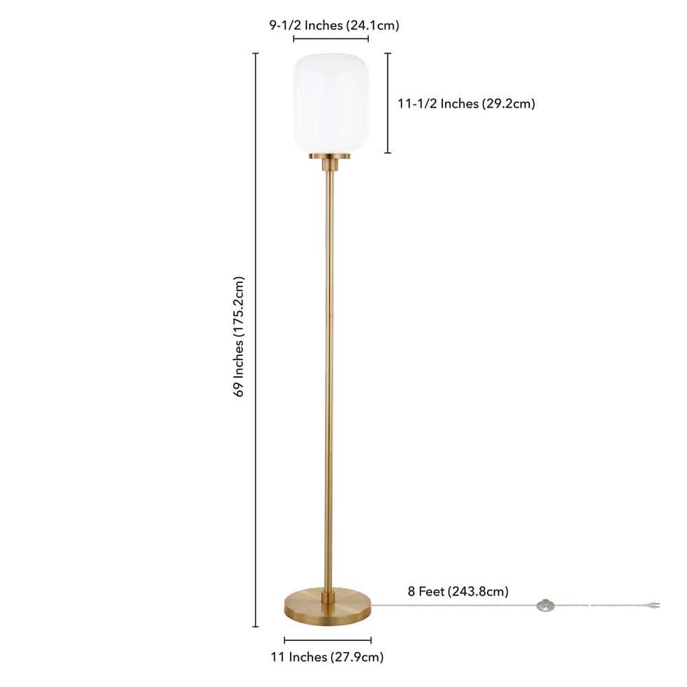 69" White Metal Floor Lamp with Adjustable Shade