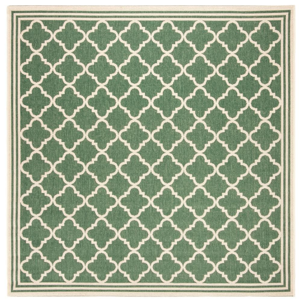 79" Square Blue Geometric Stain-Resistant Outdoor Rug