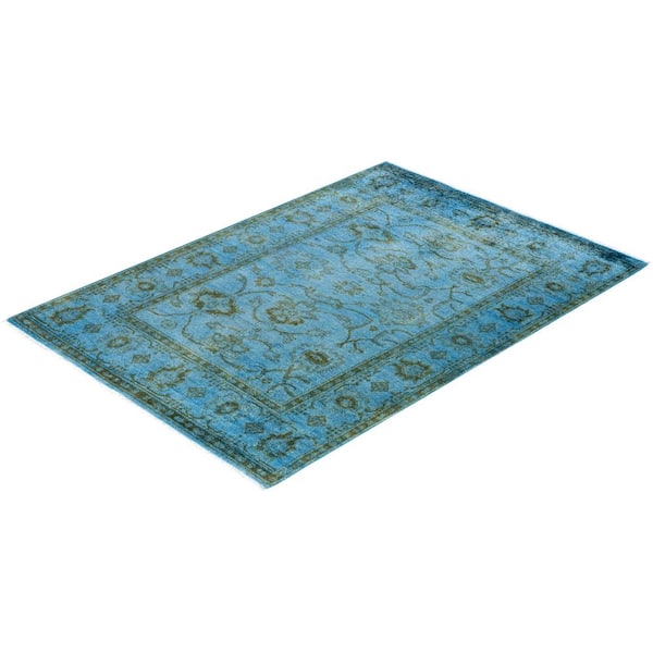 Vibrance Blue 4 ft. x 6 ft. Solid Wool Indoor Area Rug