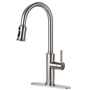 Single Handle Pull Down Sprayer Kitchen Faucet with 3 Spray Mode , Pull Out Sprayer in Brushed Nickel