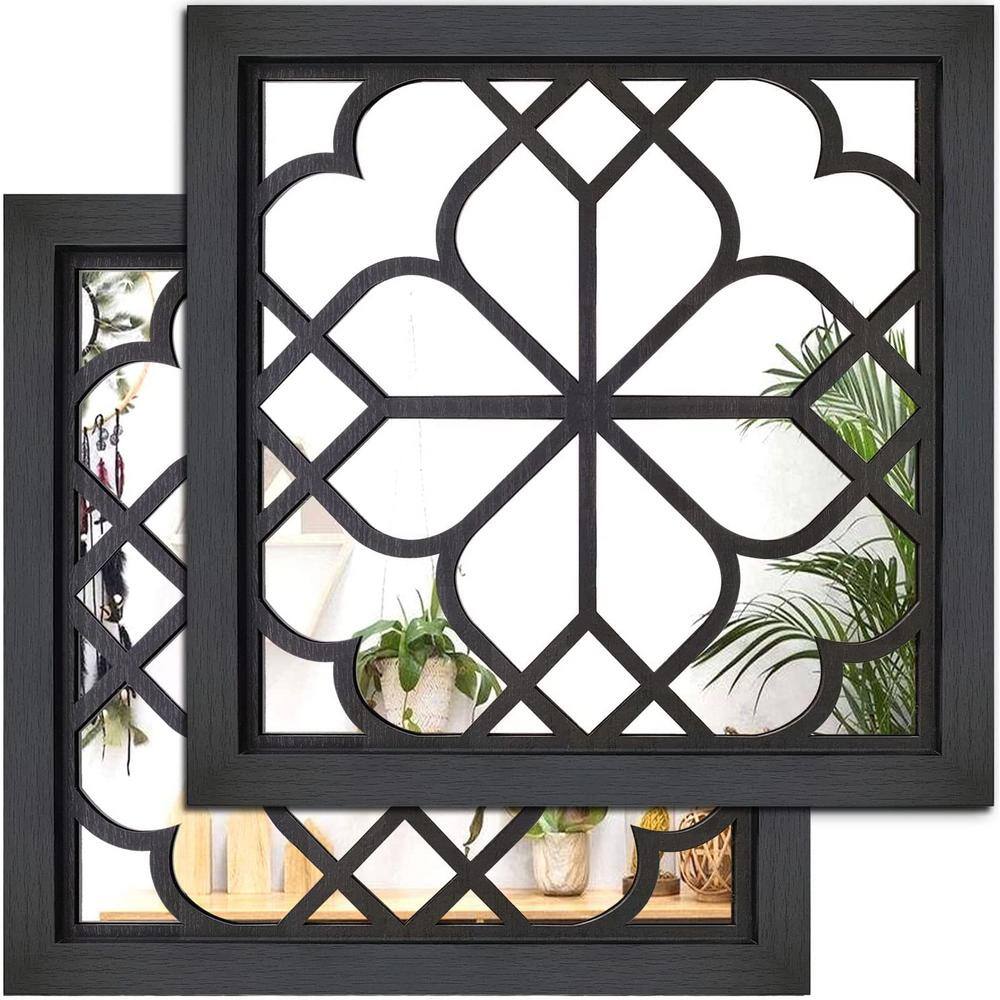 12 in. W x 12 in. H Square Framed Black Mirror 2 PCS
