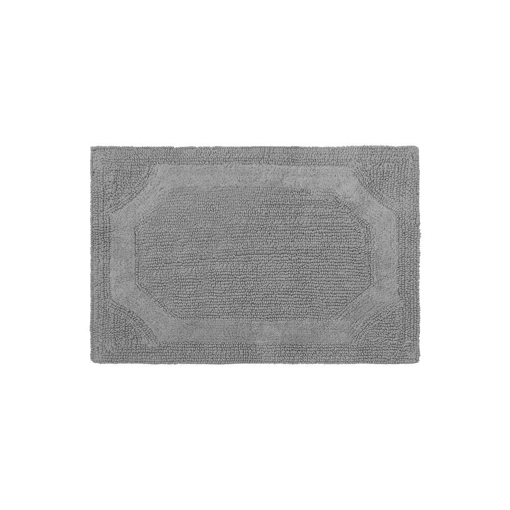 Laura Ashley Solid Reversible Charcoal 17 in. x 24 in. Bath Mat