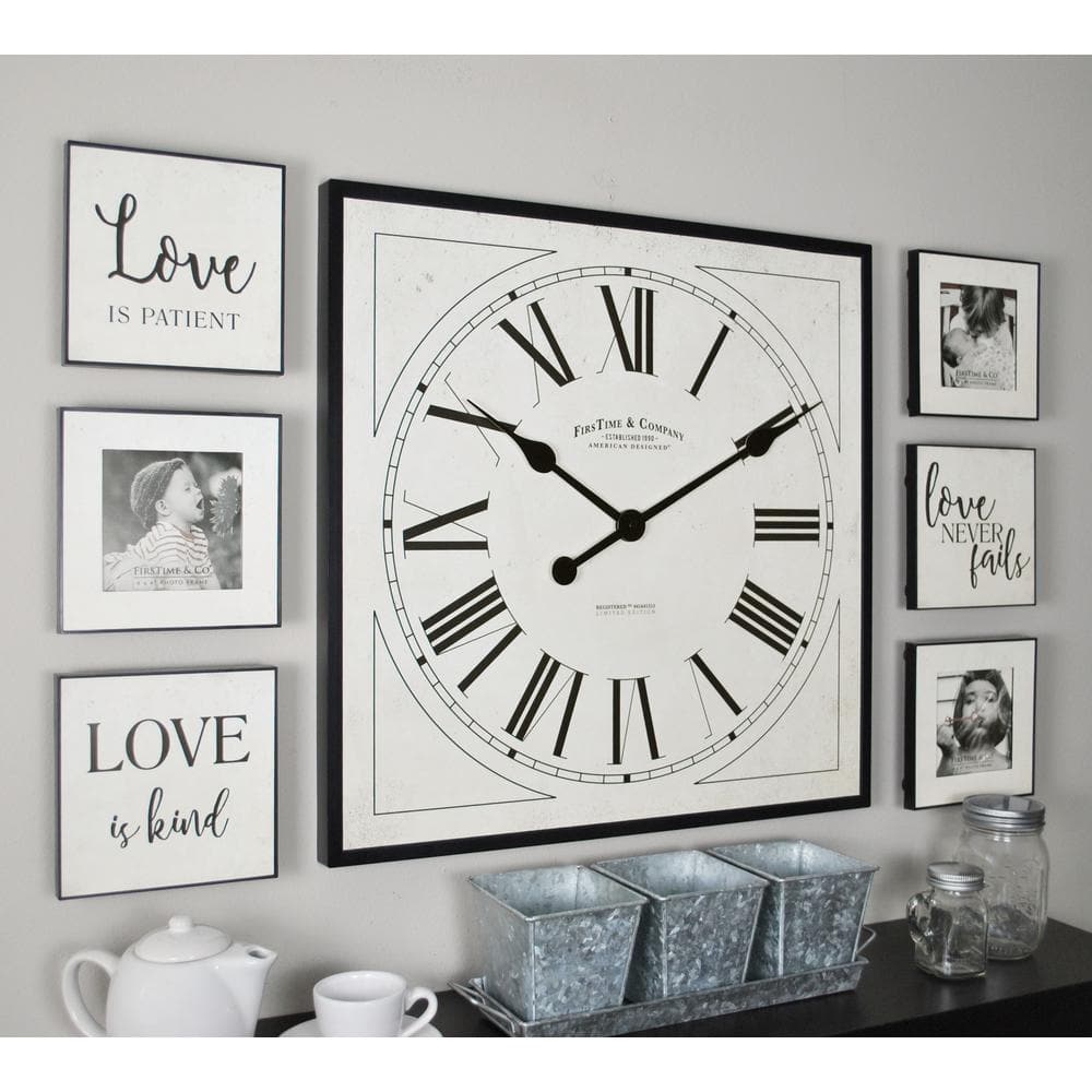 Farmhouse Love Gallery 20'' White Wall Clock & Photo Frame 7-Piece Set