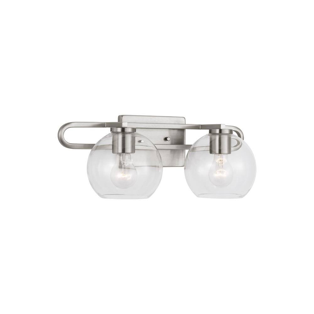 Codyn Brushed Nickel Clear Glass 2-Light Vanity Fixture