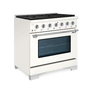 CLASSICO 36 in. 6 Burner Single Oven Dual Fuel Range with Gas Stove and Electric Oven in Off-White