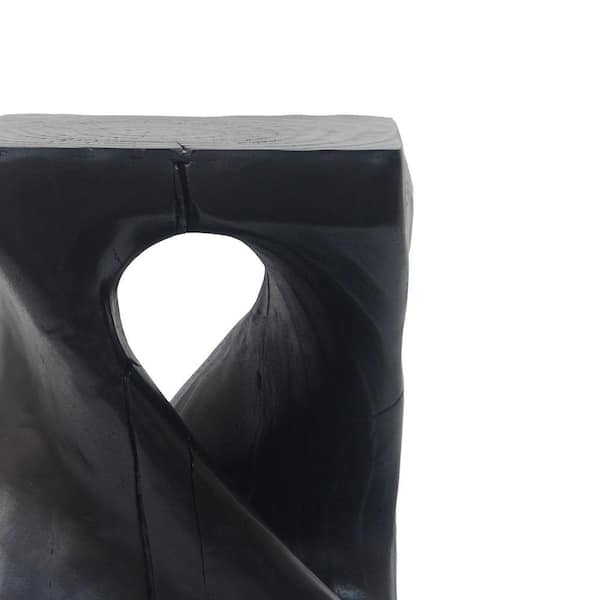 Artistic Design Black MGO Twist Shape Side Table with Wood-like