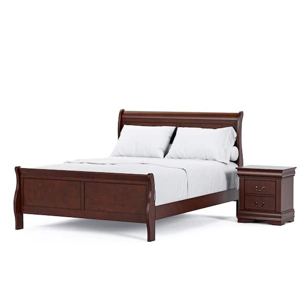 Burkhart 2-Piece Cherry Wood King Bedroom Set with Nightstand