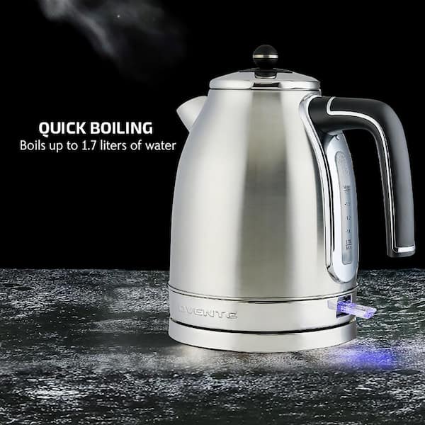 Ovente 6.3-Cup Black Glass Electric Kettle with ProntoFill
