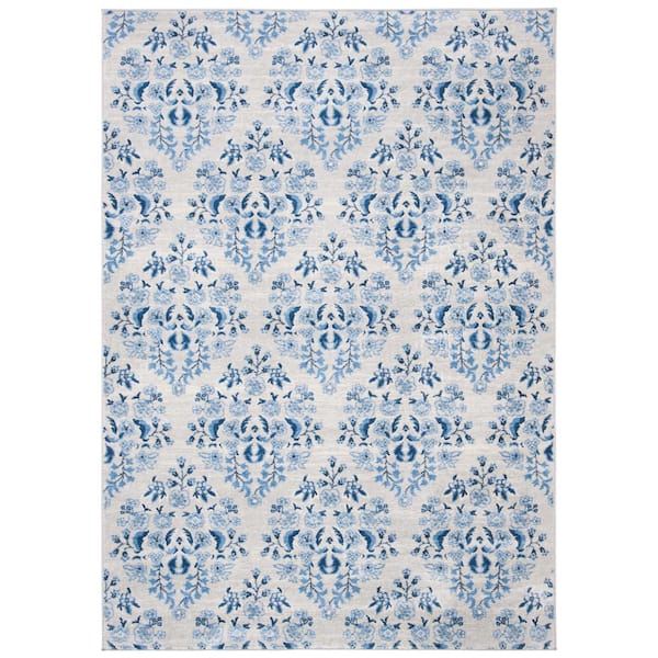 SAFAVIEH Martha Stewart Cream/Blue 6 ft. x 9 ft. Floral Medallion Geometric Area Rug