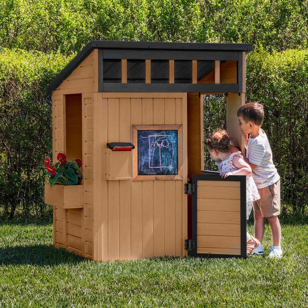 Caraway Cottage Cedar Wood Kids Outdoor Playhouse with Kitchen