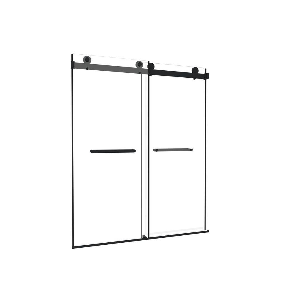 Delvion 48 in. W x 74 in. H Frameless Double Sliding Shower Door in Matte Black with Clear Tempered Glass price history on PriceWatchPro