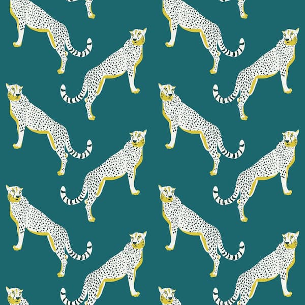 Nicole Miller Guepardo Teal Peel and Stick Wallpaper