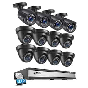 16-Channel 1080P Wired 2TB DVR Security Camera System with 4 Bullet Cameras & 8 Dome Outdoor Cameras, Remote Access