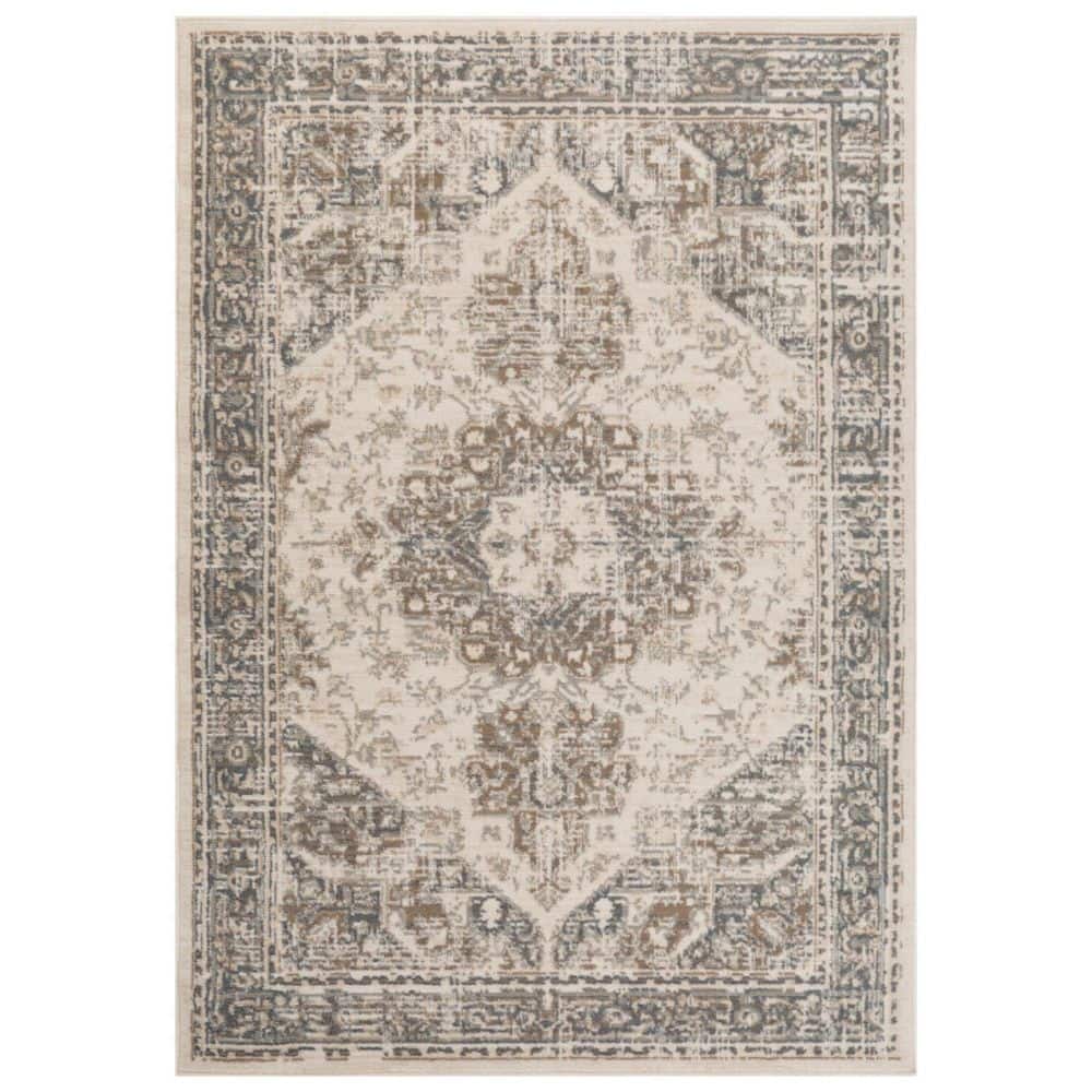 HomeRoots 8 ft. x 10 ft.Gray And Beige Medallion Area Rug 2000531695 ...