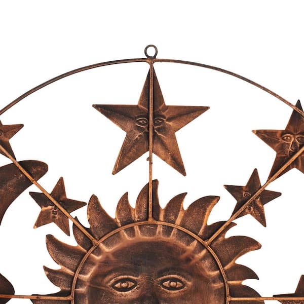 Litton Lane Metal Bronze Indoor Outdoor Sun and Moon Wall Decor