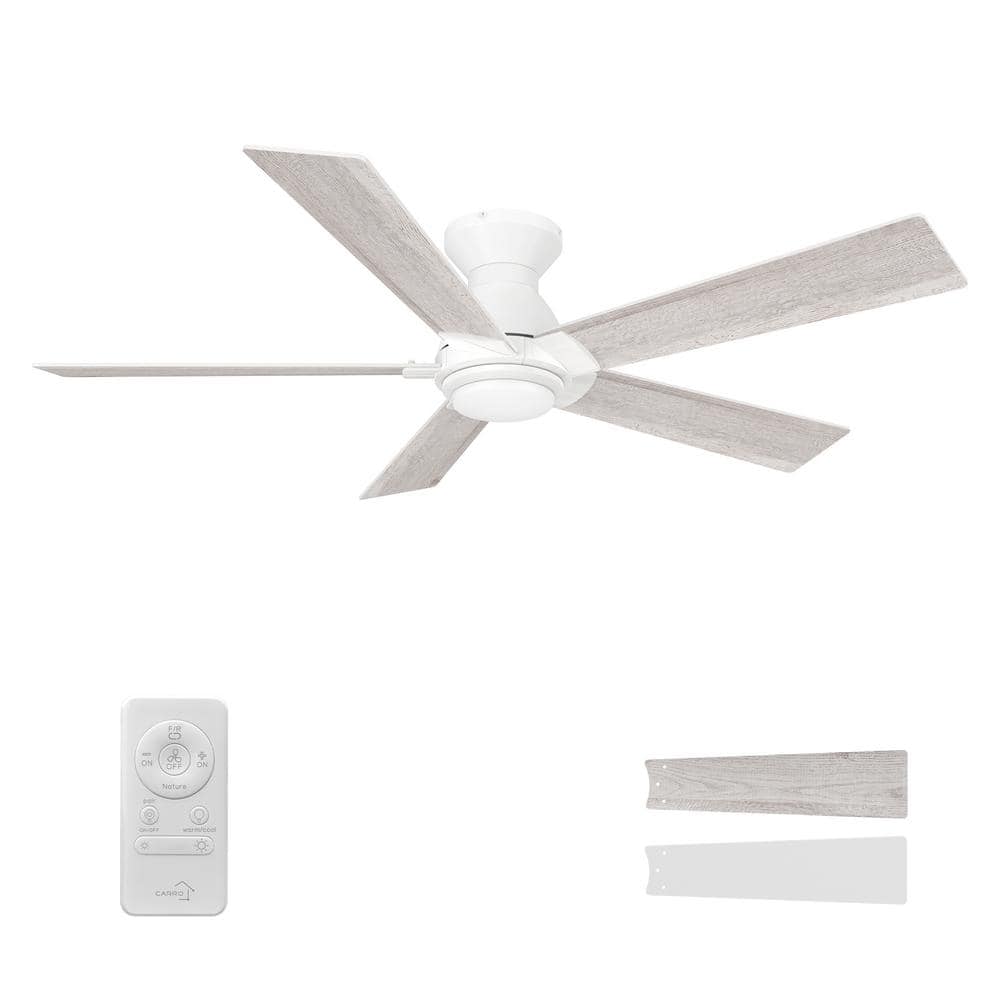 CARRO Armoy 52 in. Color Changing Integrated LED Indoor Matte White  10-Speed DC Ceiling Fan with Light Kit/Remote Control HCFR525J1-L11-WP-1-FM  - The