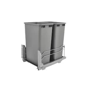 Silver Plastic Double Pullout Soft Close Waste Container