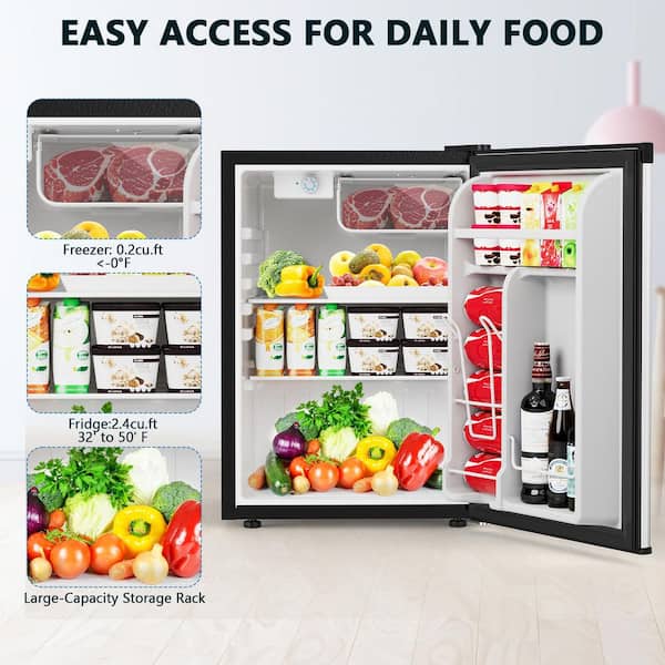COWSAR 17.52 in. 2.6 cu. ft. Mini Refrigerator with Freezer
