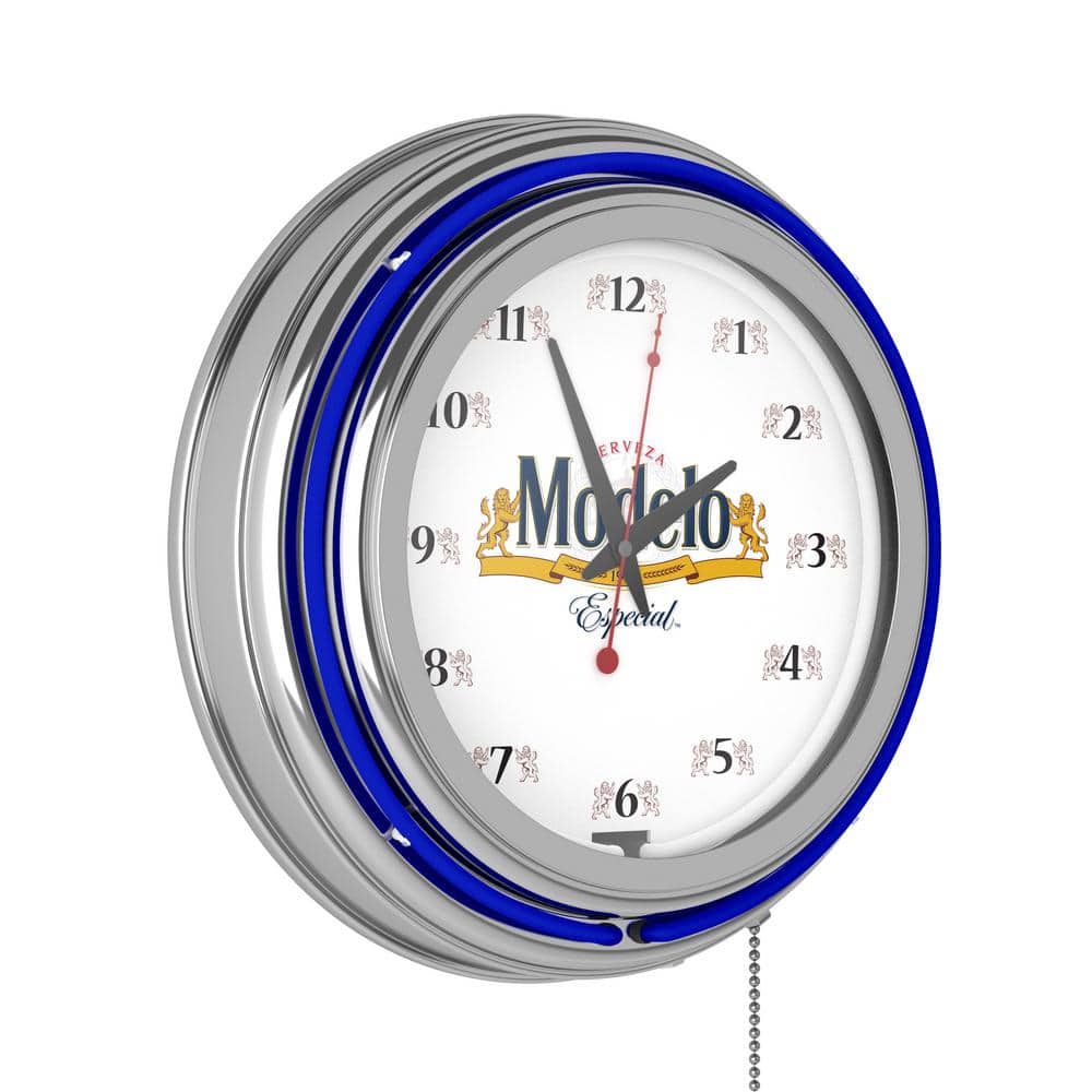 Modelo Blue Especial Lighted Analog Neon Clock MOD8-HD - The Modelo Blue Especial Lighted Analog Neon Clock MOD8-HD - The