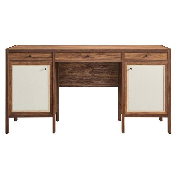MODWAY Capri 58 in. Rectangular Walnut Wood Grain Office Desk EEI