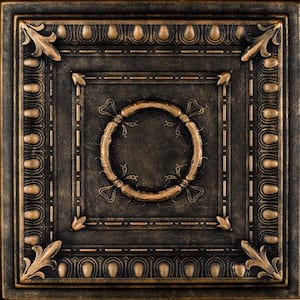 Romanesque Black Gold 1.6 ft. x 1.6 ft. Decorative Foam Glue Up Ceiling Tile (21.6 sq. ft./case)