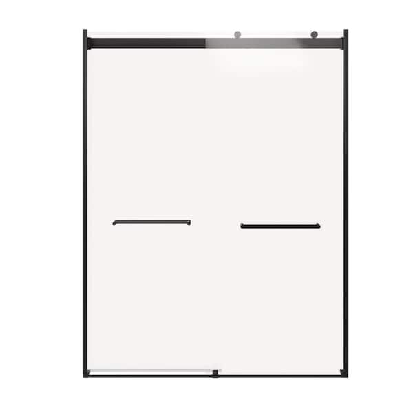 Glide 60 in. W x 78 in. H Sliding Frameless Shower Door in Matte Black with Tempered Glass