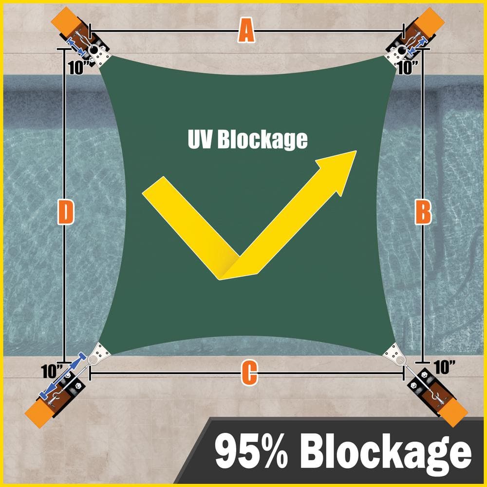 Green 16' x 20' Heavy Duty Rectangle Shade Sail