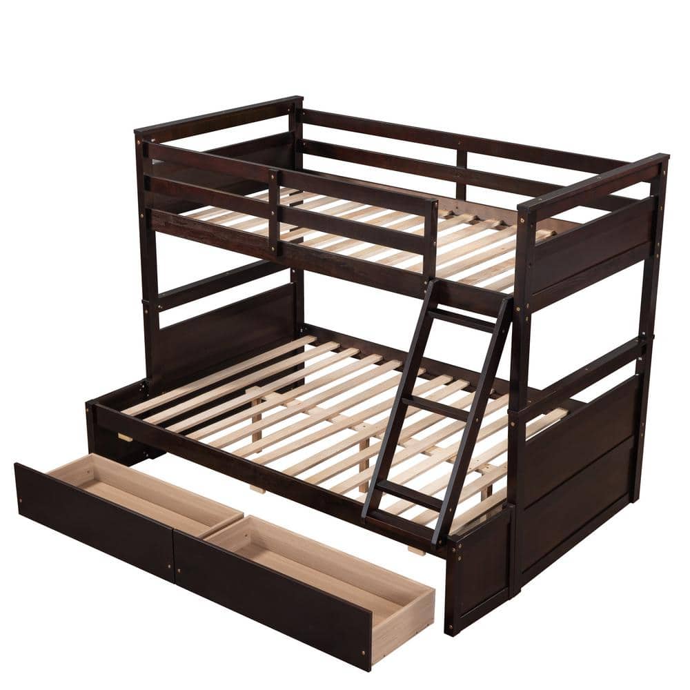 Polibi Espresso Twin Over Full Bunk Bed with Storage RS-34838-P - The ...