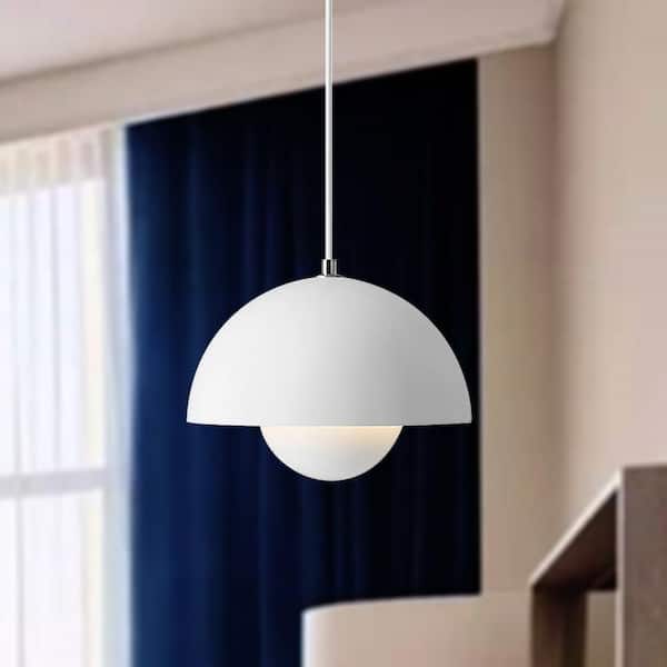 9 in. W 40-Watt 1-Light White Globe Pendant Light Nordic Spherical Chandelier